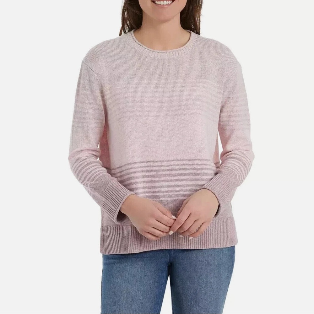 Ella Moss Women's Crew Neck Pink Knit Pullover Sweater Ombré Stripe Size Medium